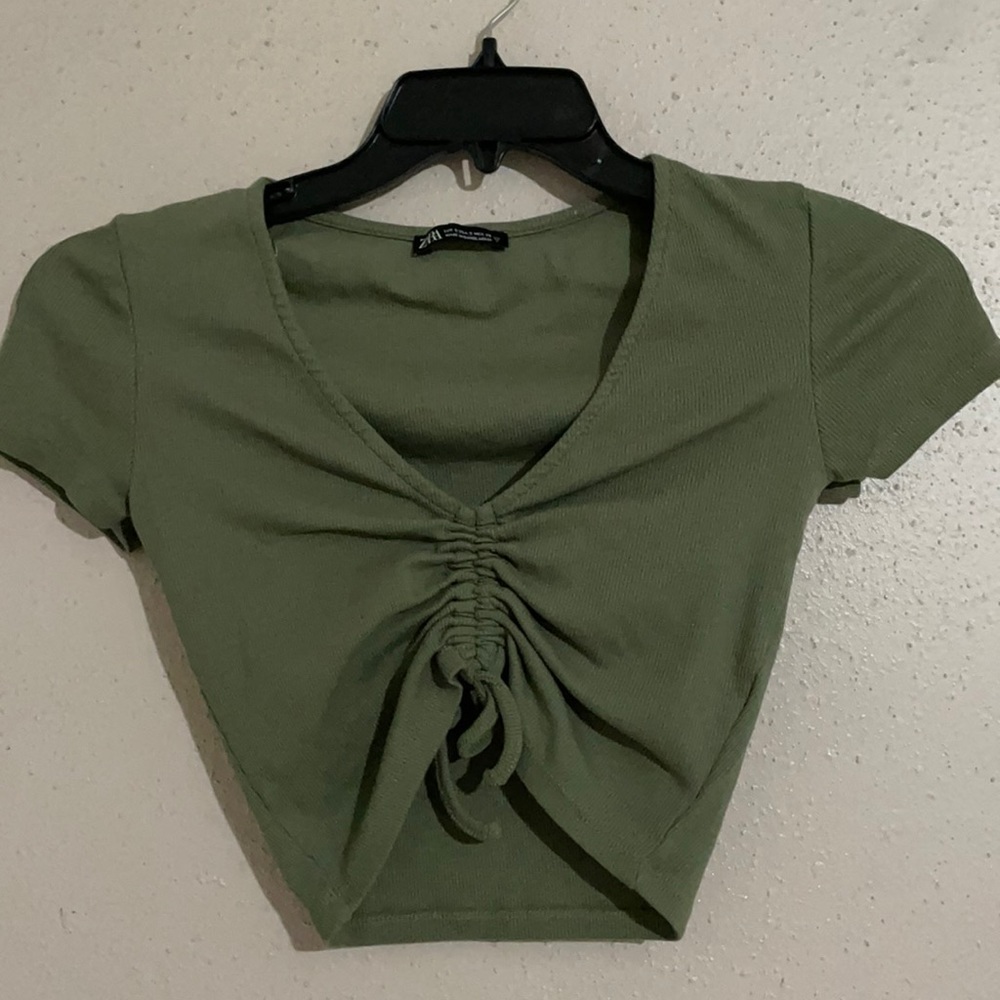 Zara crop top green